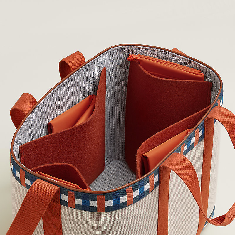 Clairiere picnic bag, large model - Grey | Hermès USA
